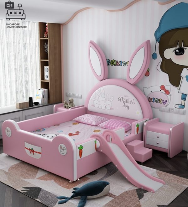IZEGEM® Kids Bed Frame (Bunny) Guard A | 5 Sizes: Single, Twin, Small Double, Queen, King | Option: Mattress, Side Table | $$$ - Image 6