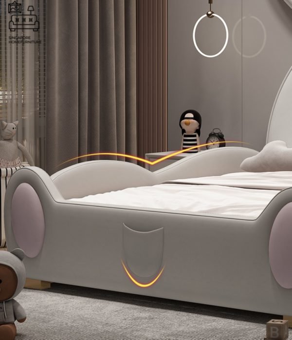 IZEGEM® Kids Bed Frame (Bunny) Guard B | 3 Sizes: Small Double, Queen, King | Option: Mattress, Side Table | $$$ - Image 12