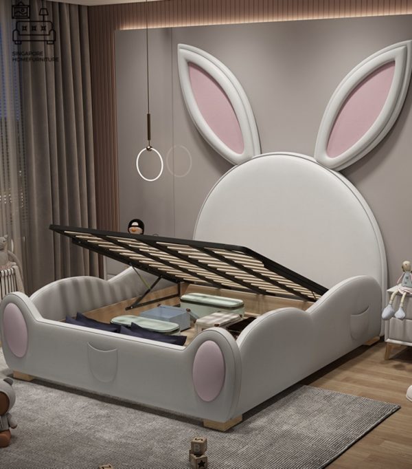 IZEGEM® Kids Bed Frame (Bunny) Guard B | 3 Sizes: Small Double, Queen, King | Option: Mattress, Side Table | $$$ - Image 8