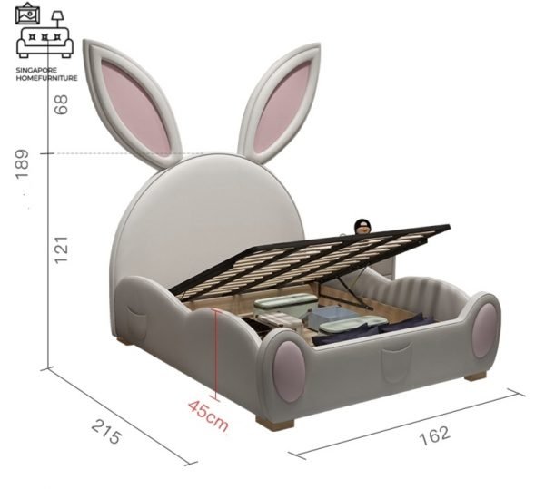 IZEGEM® Kids Bed Frame (Bunny) Guard B | 3 Sizes: Small Double, Queen, King | Option: Mattress, Side Table | $$$ - Image 6