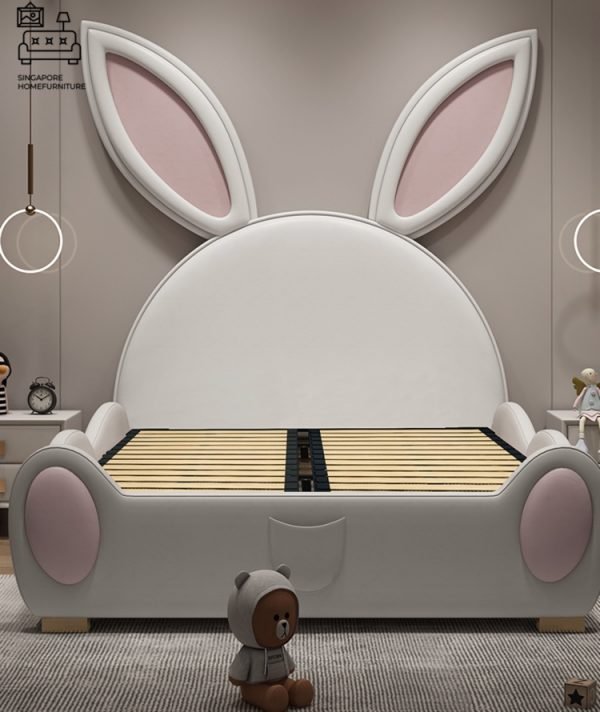 IZEGEM® Kids Bed Frame (Bunny) Guard B | 3 Sizes: Small Double, Queen, King | Option: Mattress, Side Table | $$$ - Image 3