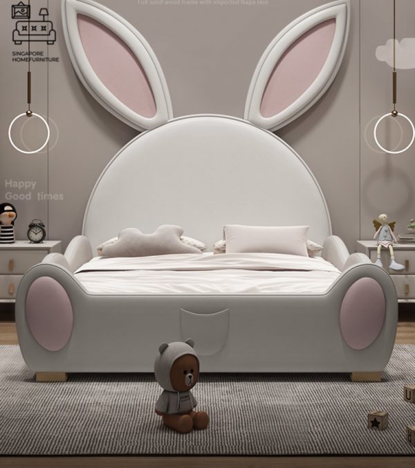 IZEGEM® Kids Bed Frame (Bunny) Guard B | 3 Sizes: Small Double, Queen, King | Option: Mattress, Side Table | $$$