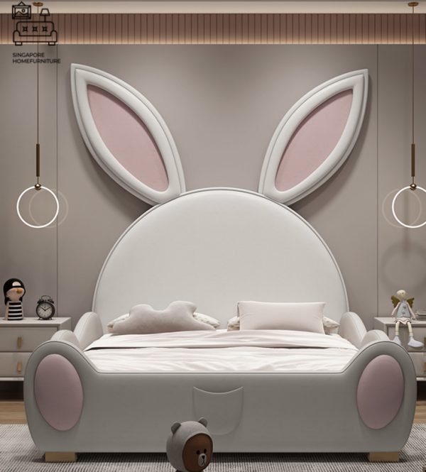 IZEGEM® Kids Bed Frame (Bunny) Guard B | 3 Sizes: Small Double, Queen, King | Option: Mattress, Side Table | $$$ - Image 19