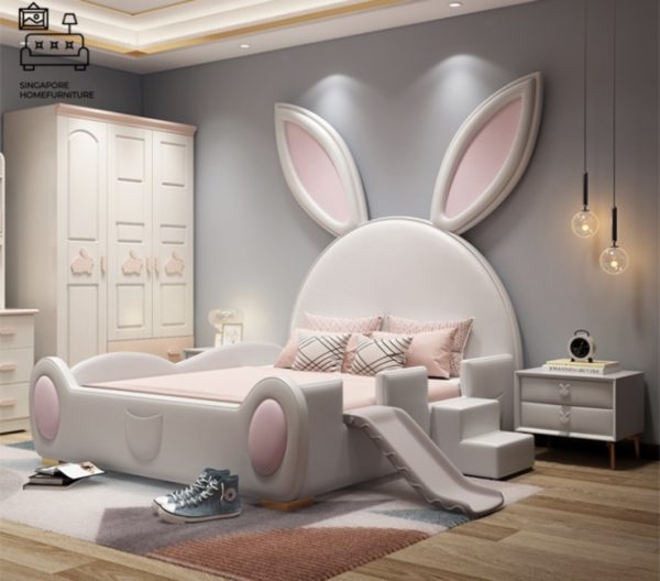IZEGEM® Kids Bed Frame (Bunny) Guard B | 3 Sizes: Small Double, Queen, King | Option: Mattress, Side Table | $$$ - Image 17
