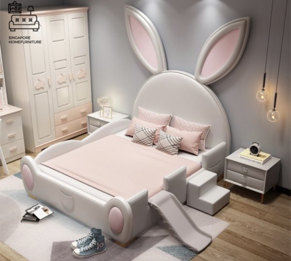 IZEGEM® Kids Bed Frame (Bunny) Guard B | 3 Sizes: Small Double, Queen, King | Option: Mattress, Side Table | $$$ - Image 16