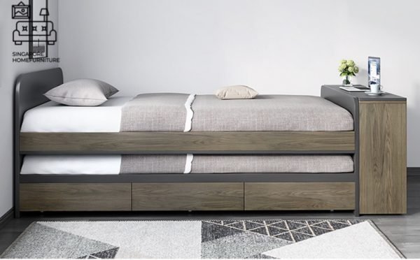 NINOVE® Black Pull Out Bed Frame | Normal Bed & Pull Out Bed Available | 1 Sizes: Small Double | Option: Mattress, Table | $$$ - Image 2