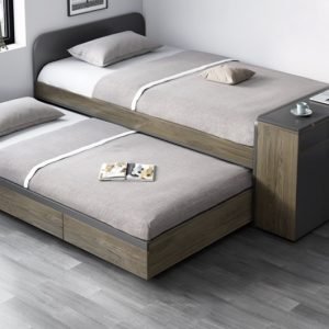 NINOVE® Black Pull Out Bed Frame | Normal Bed & Pull Out Bed Available | 1 Sizes: Small Double | Option: Mattress, Table | $$$