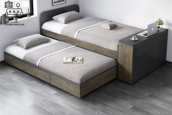 NINOVE® Black Pull Out Bed Frame | Normal Bed & Pull Out Bed Available | 1 Sizes: Small Double | Option: Mattress, Table | $$$