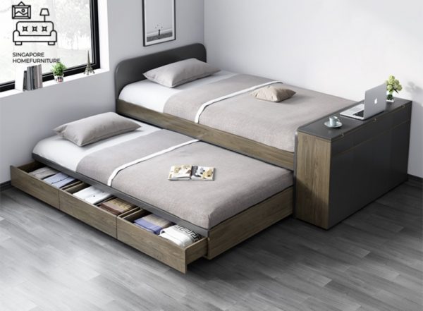 NINOVE® Black Pull Out Bed Frame | Normal Bed & Pull Out Bed Available | 1 Sizes: Small Double | Option: Mattress, Table | $$$ - Image 13