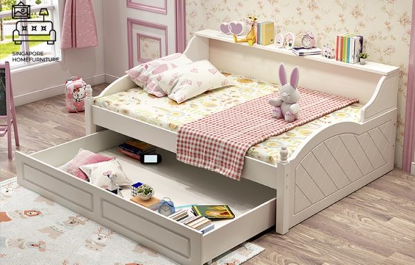 WERVIK® Pull Out Bed Frame | 3 Options: Normal Bed, Pull Out Bed, Storage Bed | 1 Sizes: Small Double | Option: Mattress, Table, Drawers, Shelf | $$ - Image 9