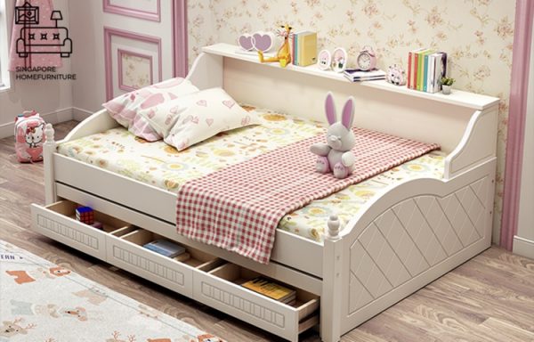 WERVIK® Pull Out Bed Frame | 3 Options: Normal Bed, Pull Out Bed, Storage Bed | 1 Sizes: Small Double | Option: Mattress, Table, Drawers, Shelf | $$ - Image 7