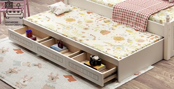 WERVIK® Pull Out Bed Frame | 3 Options: Normal Bed, Pull Out Bed, Storage Bed | 1 Sizes: Small Double | Option: Mattress, Table, Drawers, Shelf | $$ - Image 6