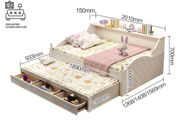 WERVIK® Pull Out Bed Frame | 3 Options: Normal Bed, Pull Out Bed, Storage Bed | 1 Sizes: Small Double | Option: Mattress, Table, Drawers, Shelf | $$ - Image 5