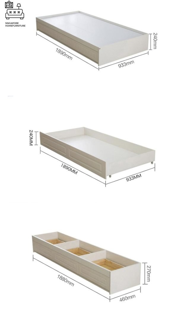 WERVIK® Pull Out Bed Frame | 3 Options: Normal Bed, Pull Out Bed, Storage Bed | 1 Sizes: Small Double | Option: Mattress, Table, Drawers, Shelf | $$ - Image 4
