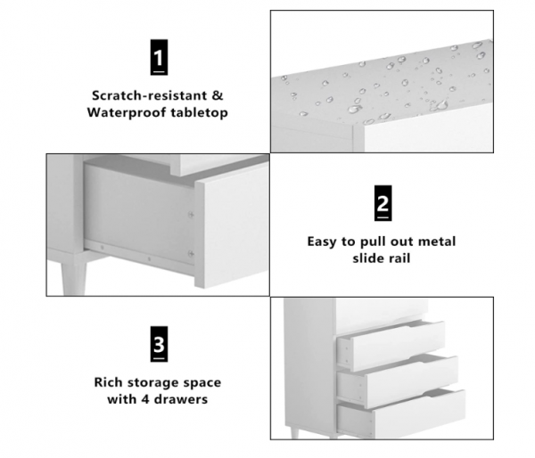 AWQM® 4 White Drawer Dressers for Bedroom - Image 4
