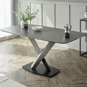 Carter® Dark Grey Ceramic Pedestal 6 Seater Table