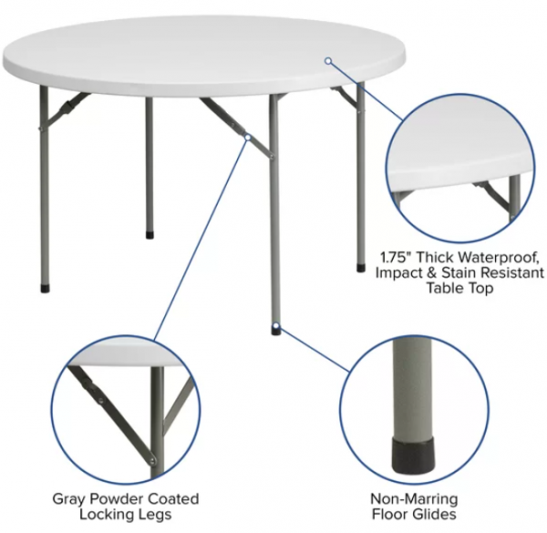 Flash Furniture® 48" Round Granite White Plastic Event and Party Folding Table - Image 4